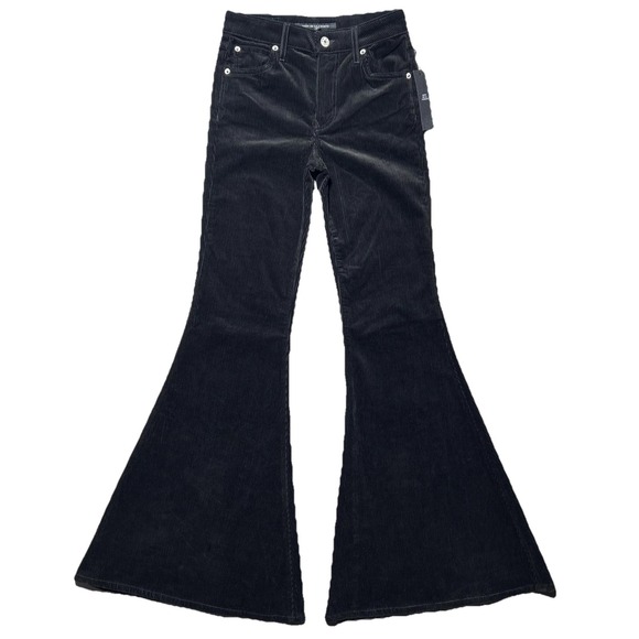 NWT Cout De La‎ Liberte Super Flare Pants Womens 25 Black Corduroy Mid Rise